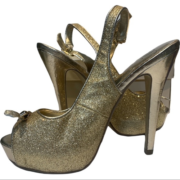 Delicious Gold Sparkly Shoes Size 7 - Picture 6 of 10